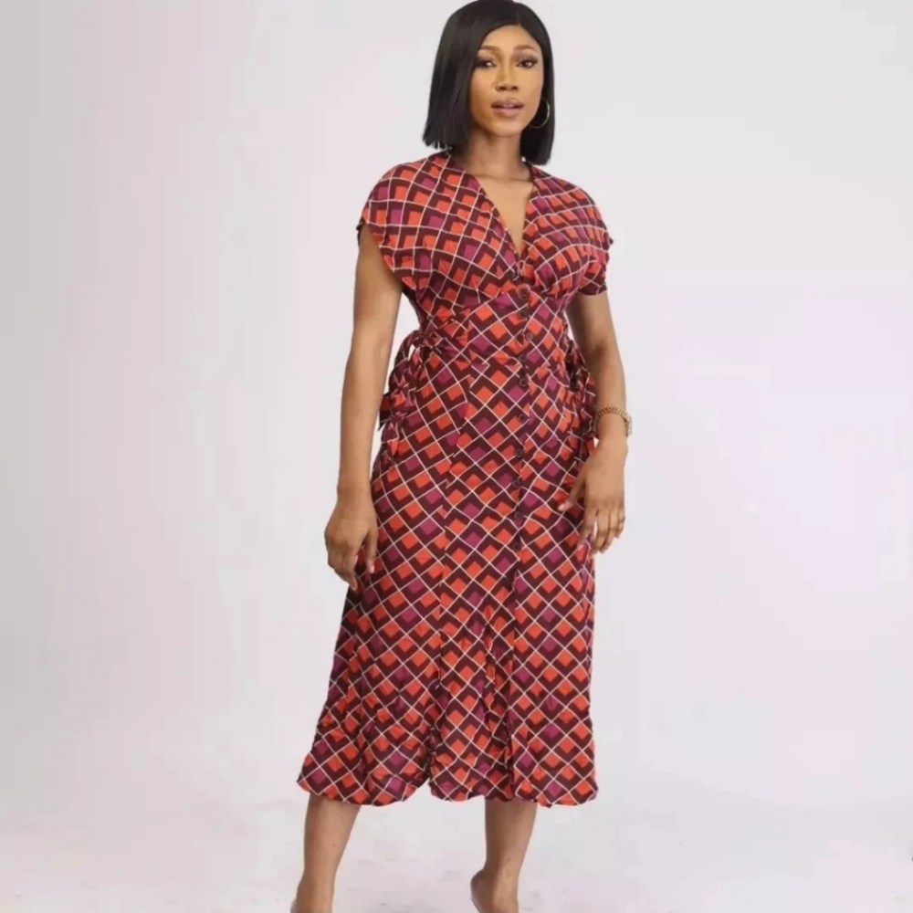 Retro Vibe Geometric Orange & Purple Dress NWOT Size xl